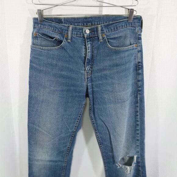 LEVI'S! STRAUSS BLUE DENIM CLASSIC 511 STRAIGHT LEG JEANS, DISTRESSED! SZ 34X34 - Picture 3 of 11